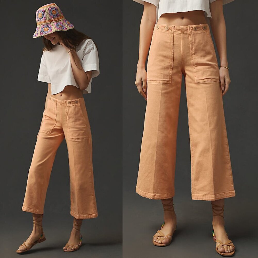 NWT New Pilcro Anthropologie The Kit High-Rise Crop Orange Jeans Size 32